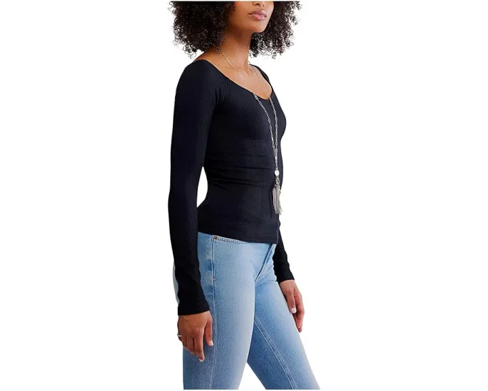 Топ Free People Sleek Rib Layering с очень широким вырезом