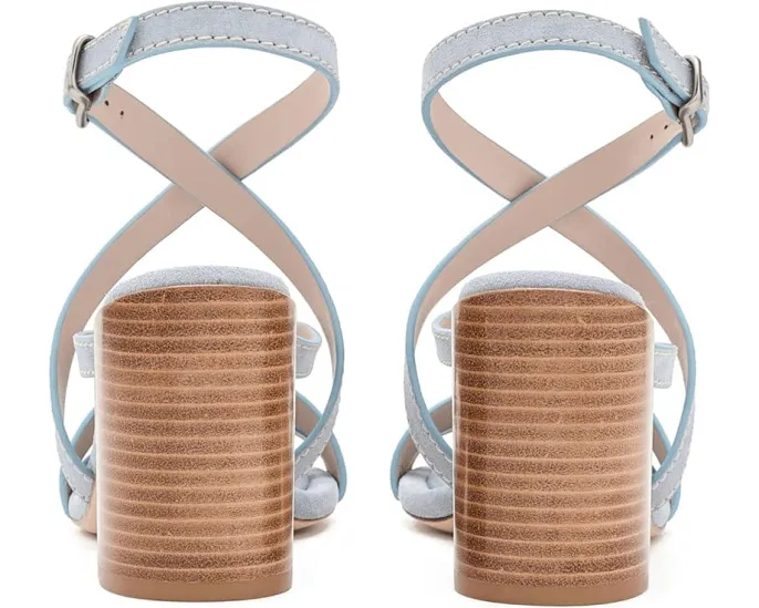 Туфли Park Block 85 на устойчивом каблуке Stuart Weitzman ярко-синие и натуральные