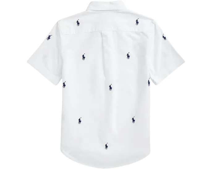 Polo Ralph Lauren рубашка с коротким рукавом для детей Pony Oxford White Navy