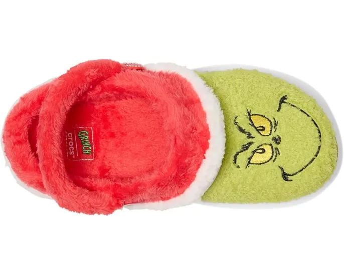 Теплые детские сабо Crocs Kids с подкладкой в стиле Гринча