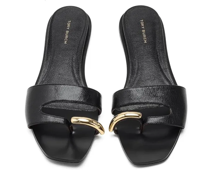 Сандалии Tory Burch Romy Slides на плоской подошве из кожи