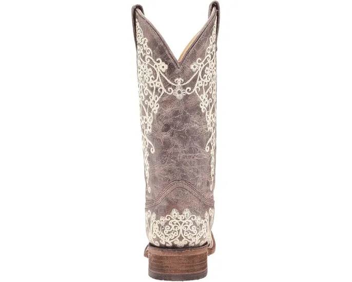Ковбойские сапоги Corral Boots A2663 с цветочной строчкой и квадратным носком