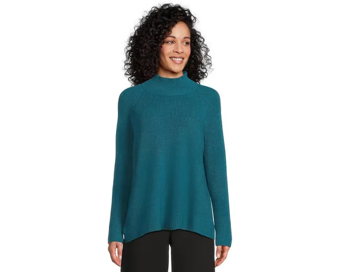 Свитер EILEEN FISHER из мериносовой шерсти с воротником-стойкой и реглан