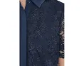 Lace Short Sleeves Hidden Placket Shirt