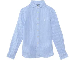 Рубашка Polo Ralph Lauren Kids из льна в полоску с длинным рукавом