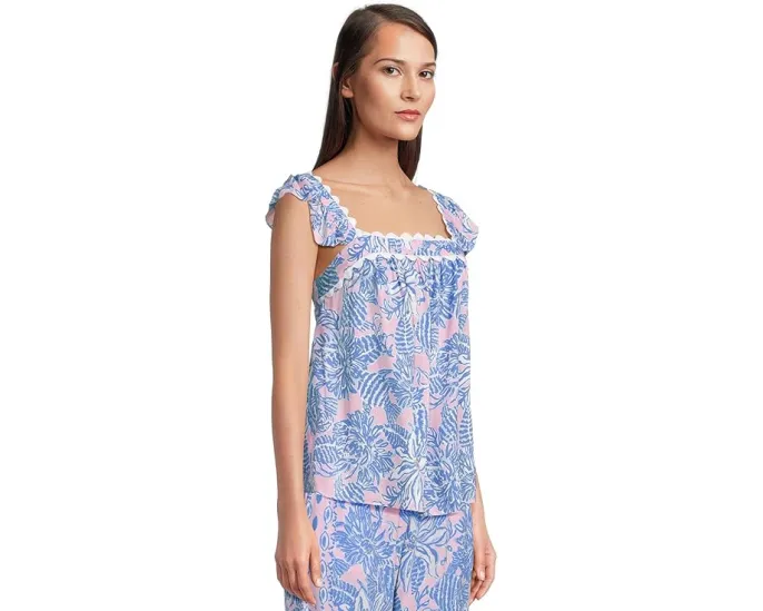 Топ без рукавов Lilly Pulitzer Gyah с рюшами и цветочным принтом