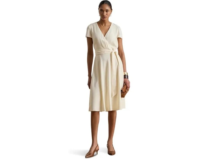 Платье Belted Georgette Surplice с запахом и поясом Lauren Ralph Lauren