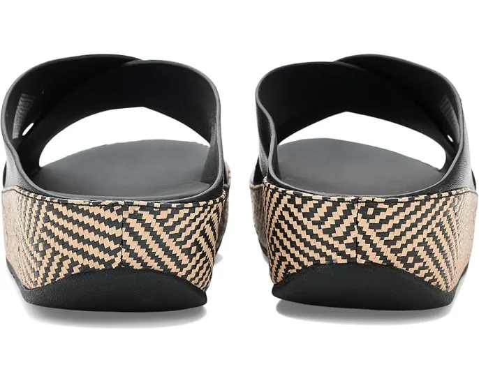 Сандалии Lulu Lux Cross Slides с переплетением из кожи и платформой от FitFlop
