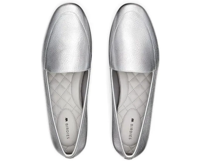 Birdies балетки Vesper Leather Flat серебристого цвета