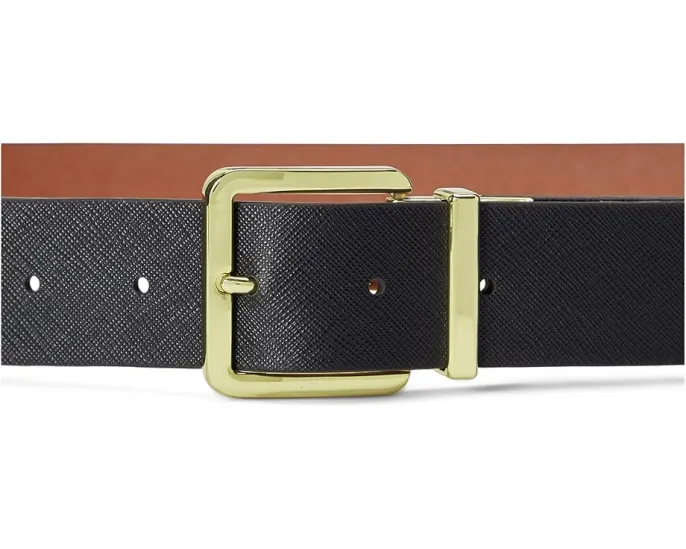 Двусторонний кожаный ремень Lauren Ralph Lauren с узором в клетку