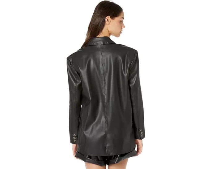 Кожаный блейзер оверсайз Blank NYC с двубортной застежкой