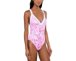 Купальник Nioma One Piece Lilly Pulitzer с V-образным вырезом и цветочным принтом
