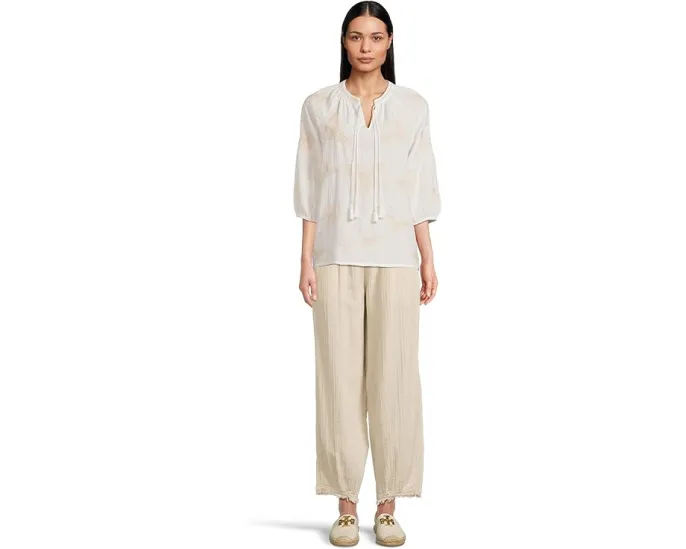 Блуза Johnny Was Koleen с вышивкой бабочек и объемными рукавами