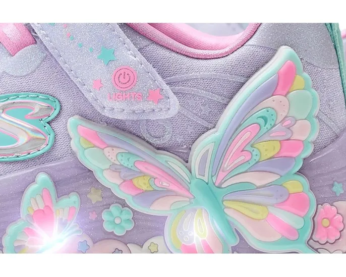 Детские кроссовки SKECHERS KIDS Butterfly Bliss со светящейся подошвой и стразами