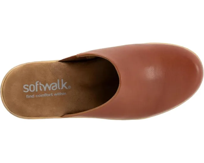 SoftWalk Сабо Felida из кожи с деревянной подошвой и поддержкой свода