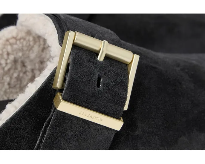 Замшевые мюли AllSaints Eris с квадратной пряжкой и овчиной