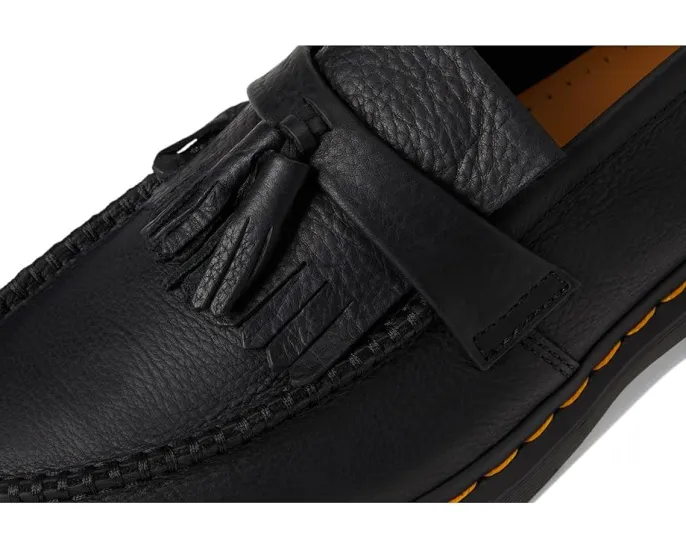 Кожаные лоферы Dr. Martens Adrian с желтой строчкой и декоративными кисточками