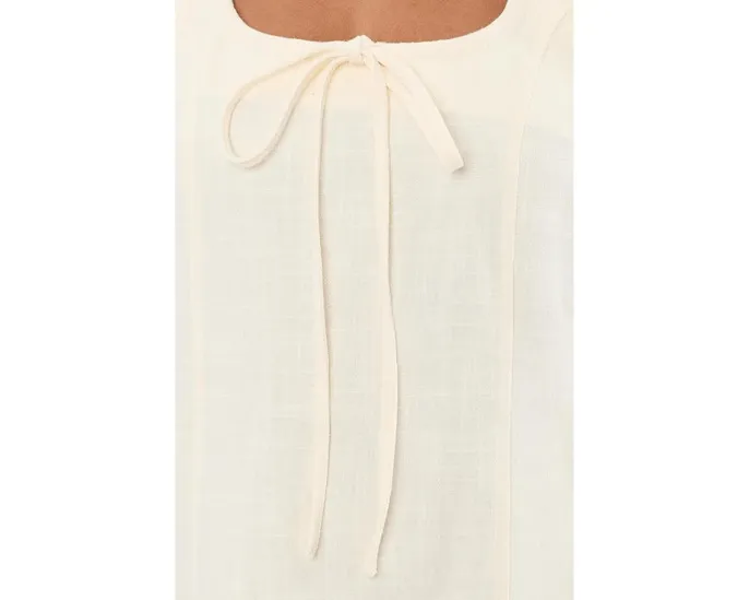 Chalk Mark A Line Flare Linen Dress in Beige