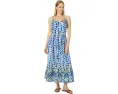 Платье макси NIC+ZOE Brushstroke Blues с принтом и ярусами