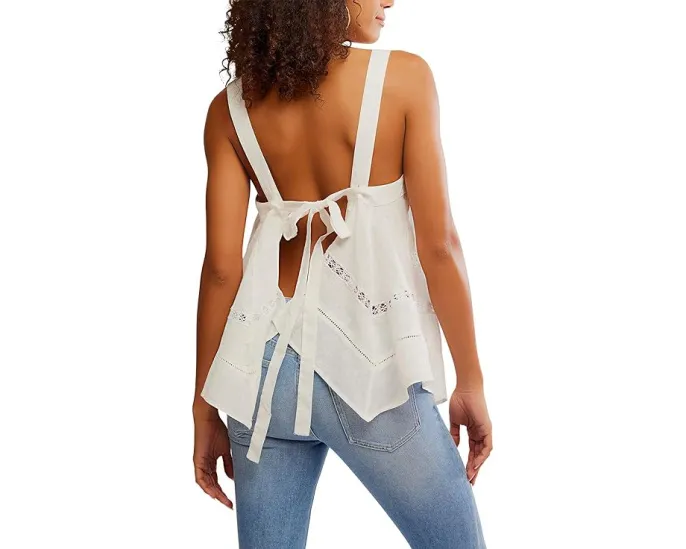 Топ-туника Free People Charlotte с открытой спиной и кружевом