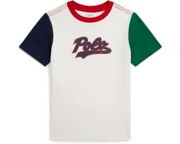 Хлопковая футболка Polo Ralph Lauren Kids с логотипом и цветными блоками для малышей и детей