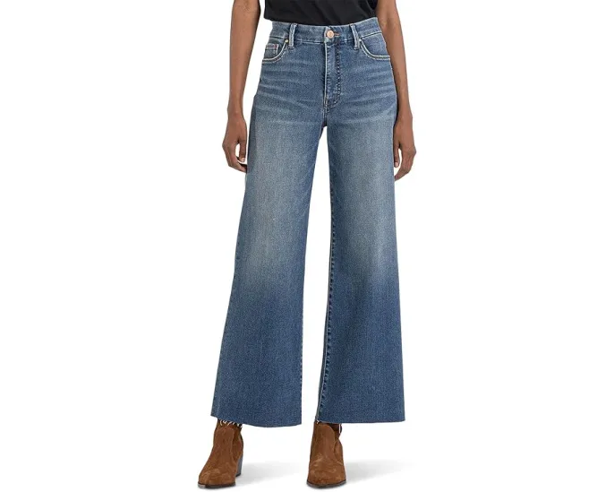 Джинсы KUT from the Kloth Meg завышенной посадки с широкими штанинами и необработанным краем