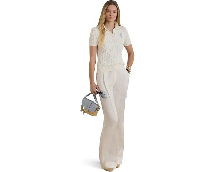 Cable-Knit Cotton Polo Sweater