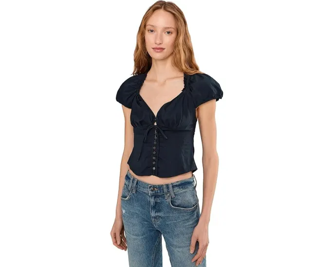 Free People летняя блуза Summer Short Sleeve с ярким декольте