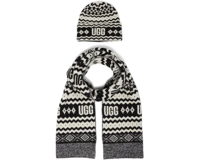 Набор Isle Set от UGG с шапкой и шарфом в жаккардовом узоре