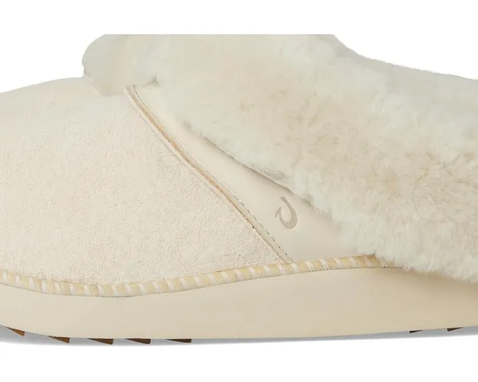 OluKai Домашние тапочки Ku‘I из натуральной кожи с меховой подкладкой