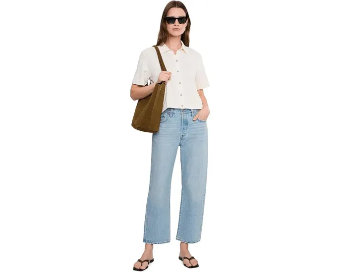 Футболка Lilla P Elbow Sleeve Button Down с воротником и застежкой на пуговицы