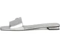 COACH босоножки Sculpted C Metallic Leather Flat Sandals кожаные серебристые