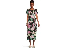 Платье миди Tommy Bahama Twilight Bloom с коротким рукавом и поясом на запах