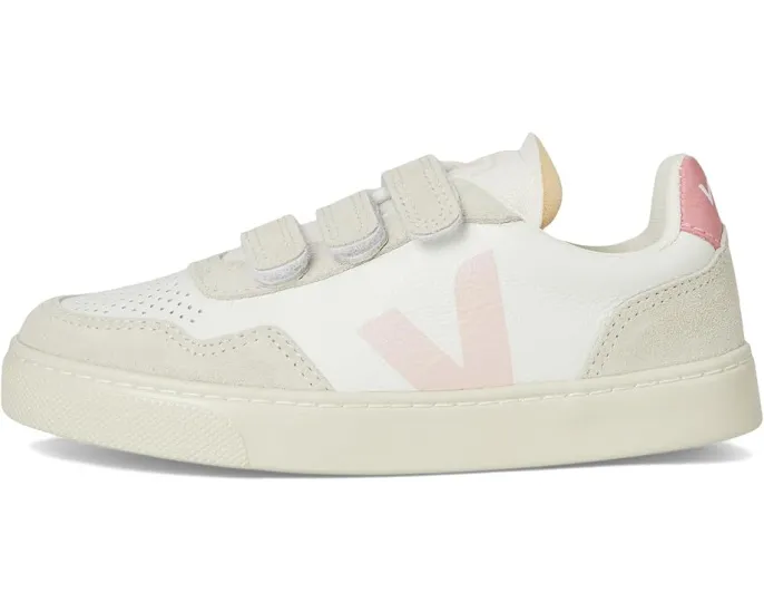 Детские кроссовки VEJA Small V-90 из кожи с застежкой на липучках
