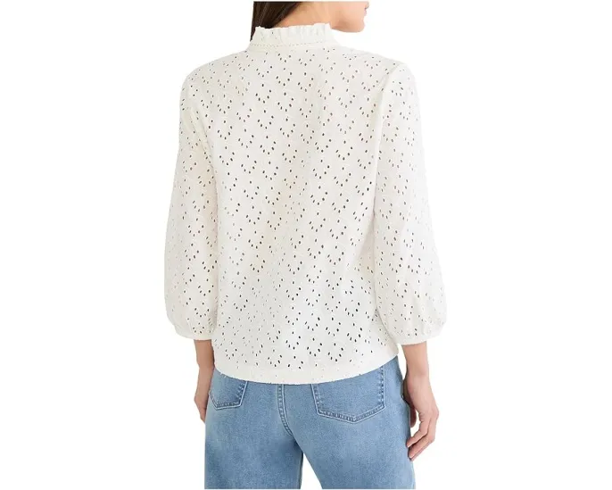 Топ NIC+ZOE Petite с воротником-рюшем и ажурной вязкой