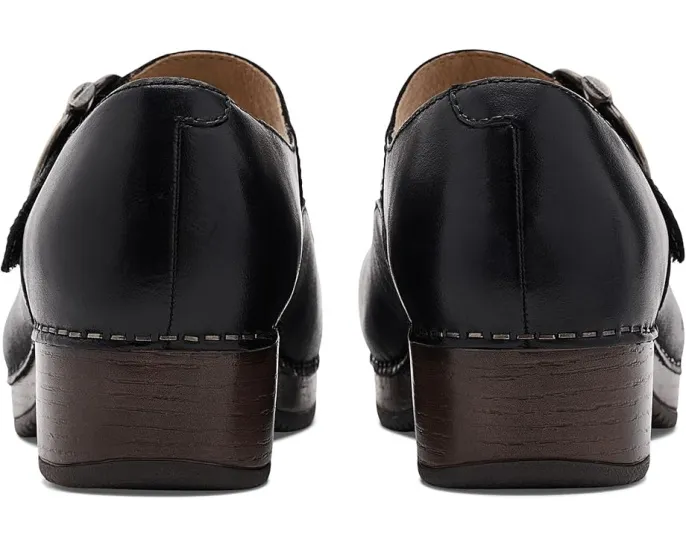 Dansko сабо Bonny Mary Jane из черной кожи с ремешком
