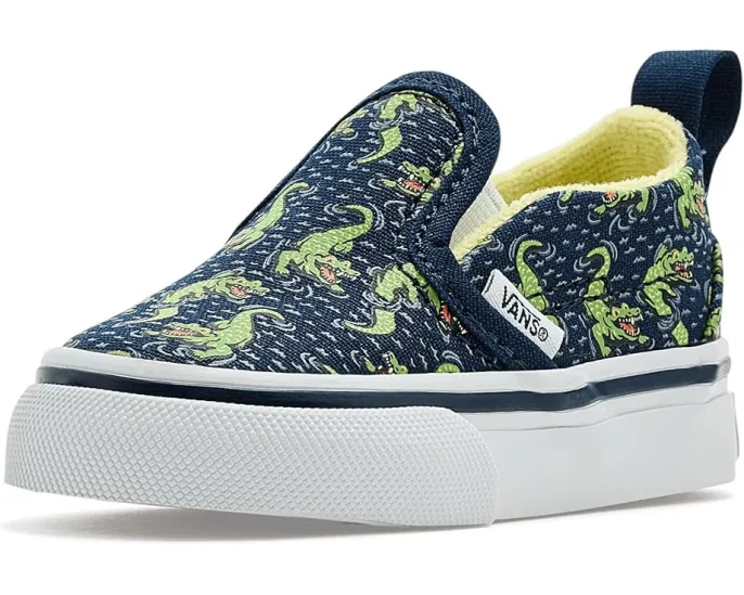 Слипоны Vans Kids Slip On V из холста с боковой липучкой и мягким воротником