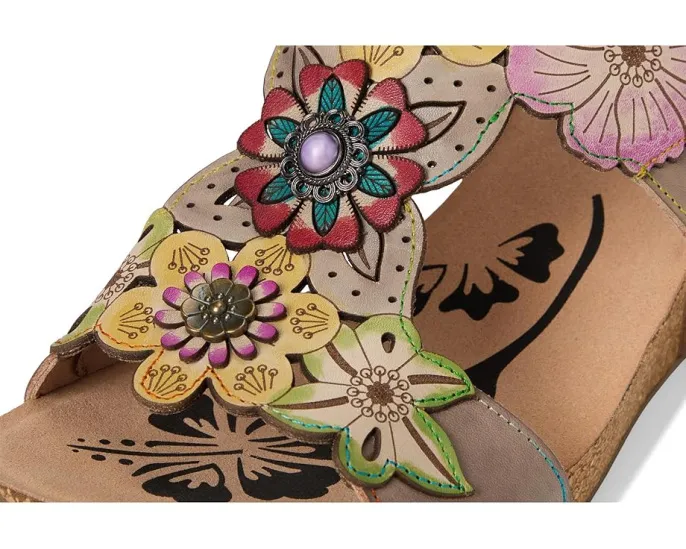 Сандалии L'Artiste by Spring Step Prettypetals с цветочным дизайном и клиновидным каблуком