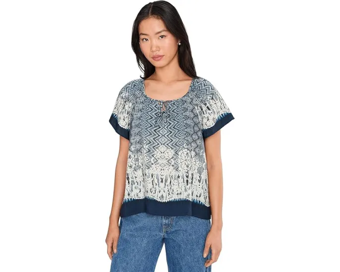 Топ Liverpool Los Angeles с коротким рукавом и завязкой спереди в этническом принте