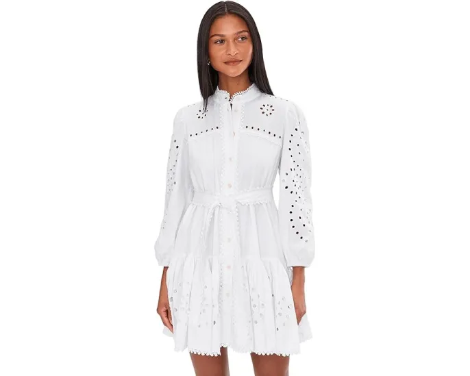 Платье-рубашка Avec Les Filles с длинным рукавом и ажурными деталями