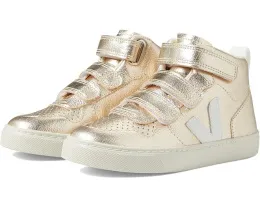 Кроссовки VEJA Small V-10 Mid Chromefree для детей с золотистым верхом и застежкой на липучке