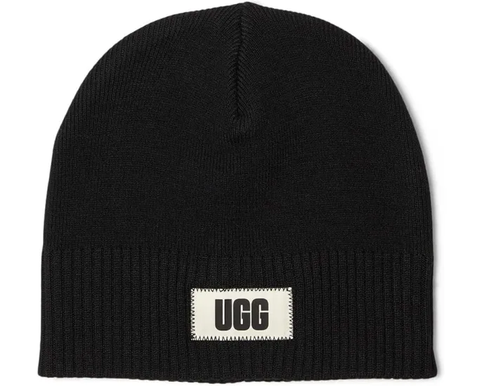 UGG облегченная шапка бини из мягкой вязки с лейблом