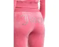 Брюки Juicy Couture из велюра с поясом на резинке и стразами