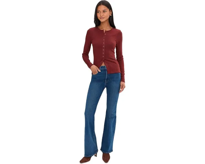 Джинсы Madewell Stretch Flare с клешем и потертостями Carville Wash на высокой талии