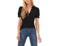 Блузка CeCe с коротким рукавом и разрезным воротником