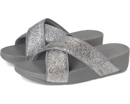 Сандалии Lulu Crinkled-shimmer Cross Slides от FitFlop с блестками