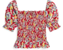 Детская блузка Polo Ralph Lauren Kids с цветочным принтом и сборками для старших детей