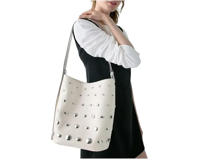 Сумка-ведро Halo из мелкозернистой кожи со стразами на плечевом ремне Kate Spade New York