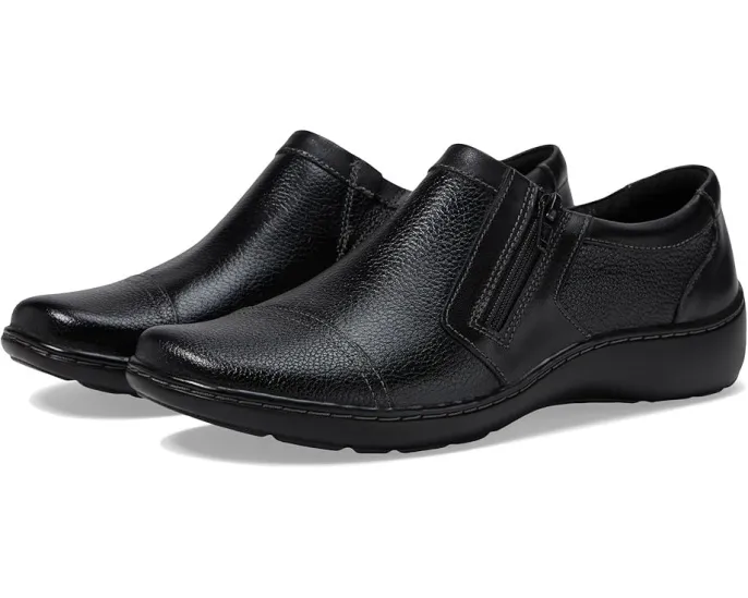 Слипоны Clarks Cora Giny из текстурированной кожи и текстиля с двумя молниями