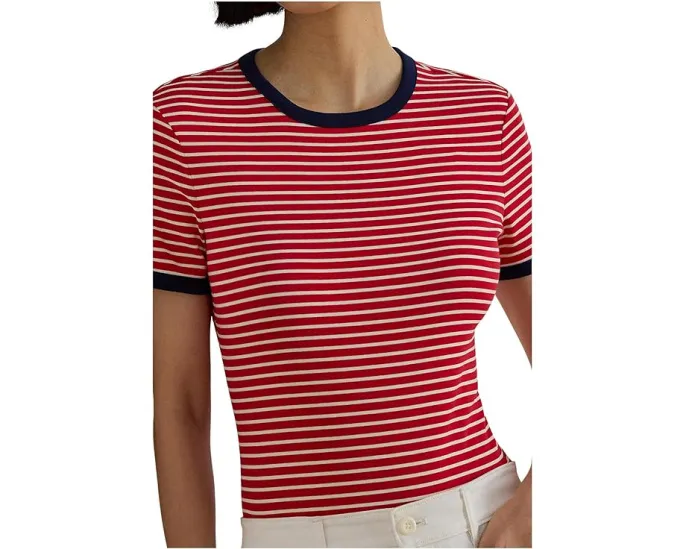Футболка Lauren Ralph Lauren из хлопка с эластаном в полоску
